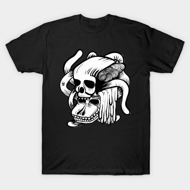 Skull Doodle T-Shirt by fakeface
